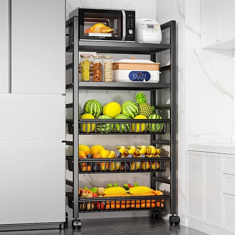 Kitchen Shelf Floor Multi-Layer Microwave Oven Shelf Domestic Storage Rack Pot Rack Vegetable Basket Trolley Storage storage rack