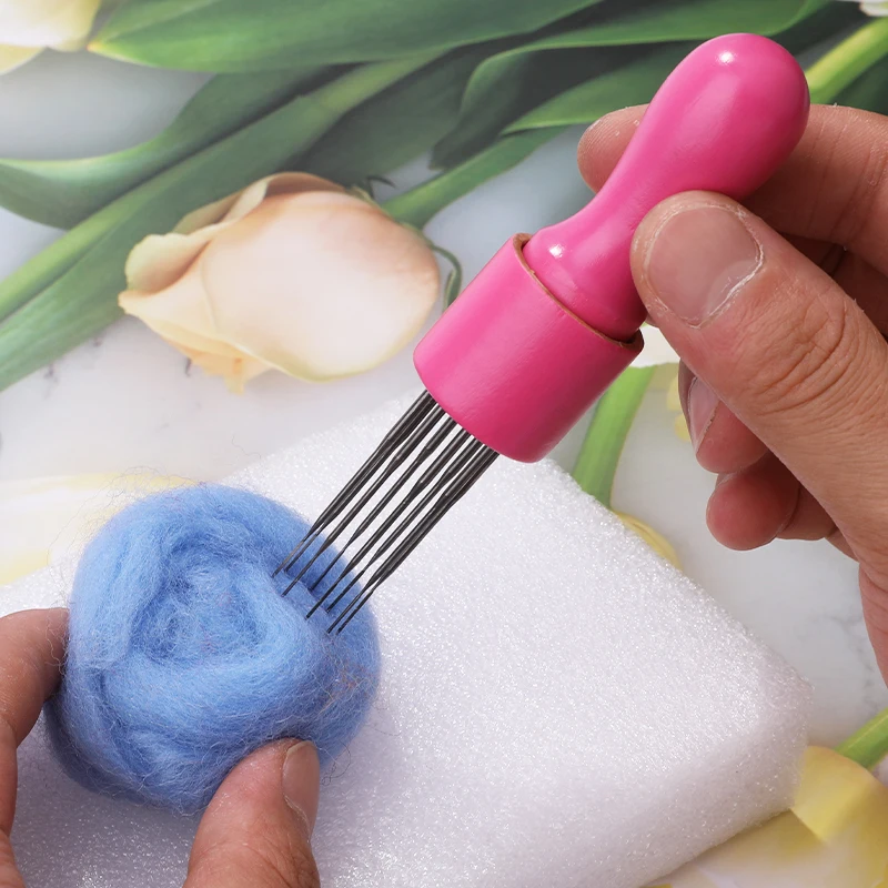needle felt kit wool felting kit wool felting needles Colorful Wooden Handle Needle Felting Tools Set Wool Felting Tools Kit DIY Craft Needlework Poke Supplies