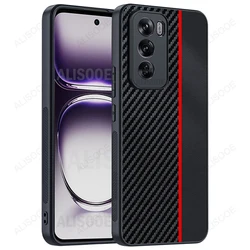 Luxury Fiber Texture PU-Leather Protective Phone Case - Global Edition for Reno 12 Pro (Global) (Splicing Red)