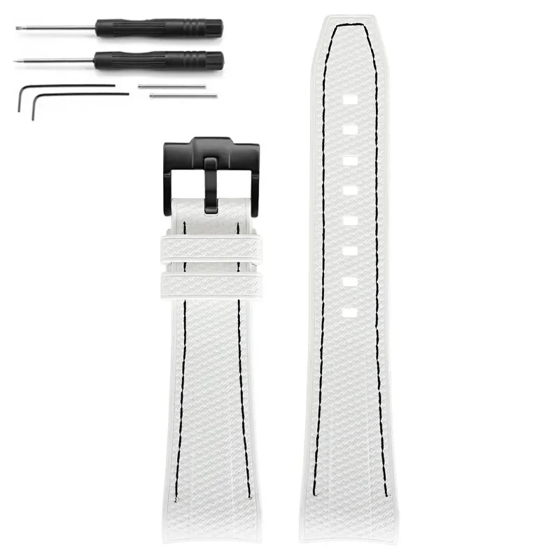 Curved End Silicone Waterproof Watch Band Strap, 22mm
