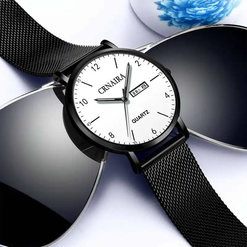 Crnaira 2022 Minimalist Men's Fashion Ultra-thin Watch Simple Men Business Quartz Wristwatch Mens Watch relogio masculino