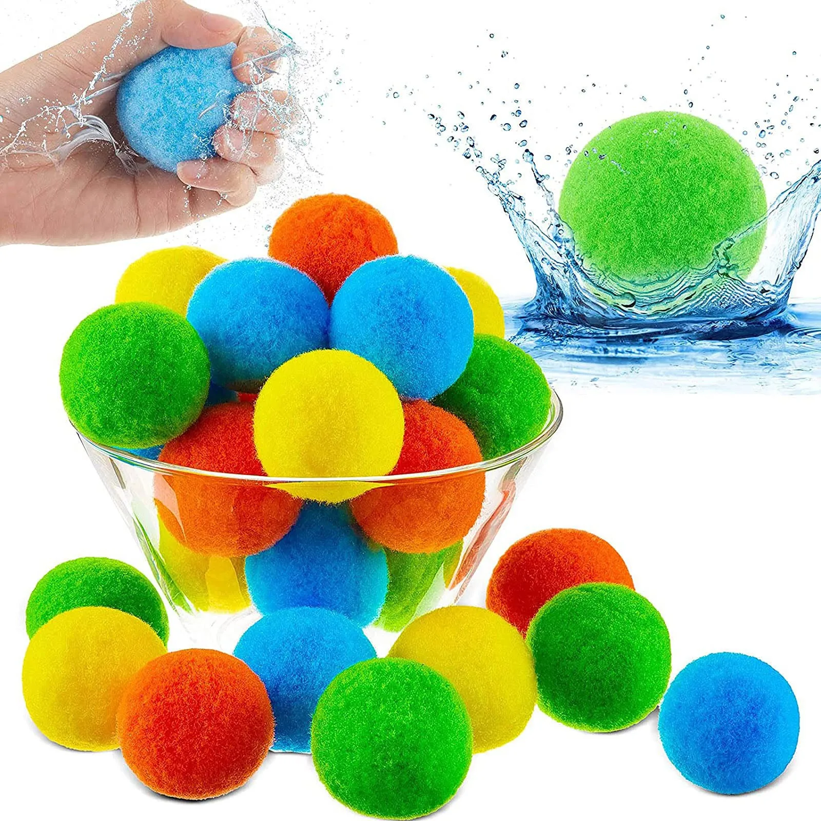 

50-Pack Reusable Water Bounce Balls Absorbent Cotton Ball For Outdoor Pool Beach Parties Jeux Exterieur Enfant Piscinas Baby Toy