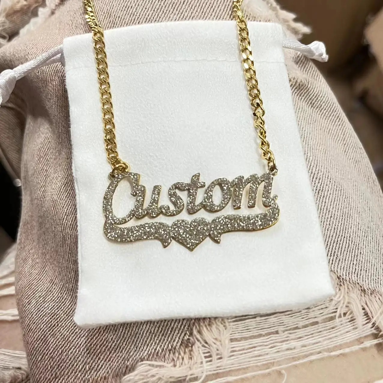 

KristenCo Custom Stainless Steel Name Necklace Personalized Bling Name Necklace Chain Pendant Choker Fashion Jewelry