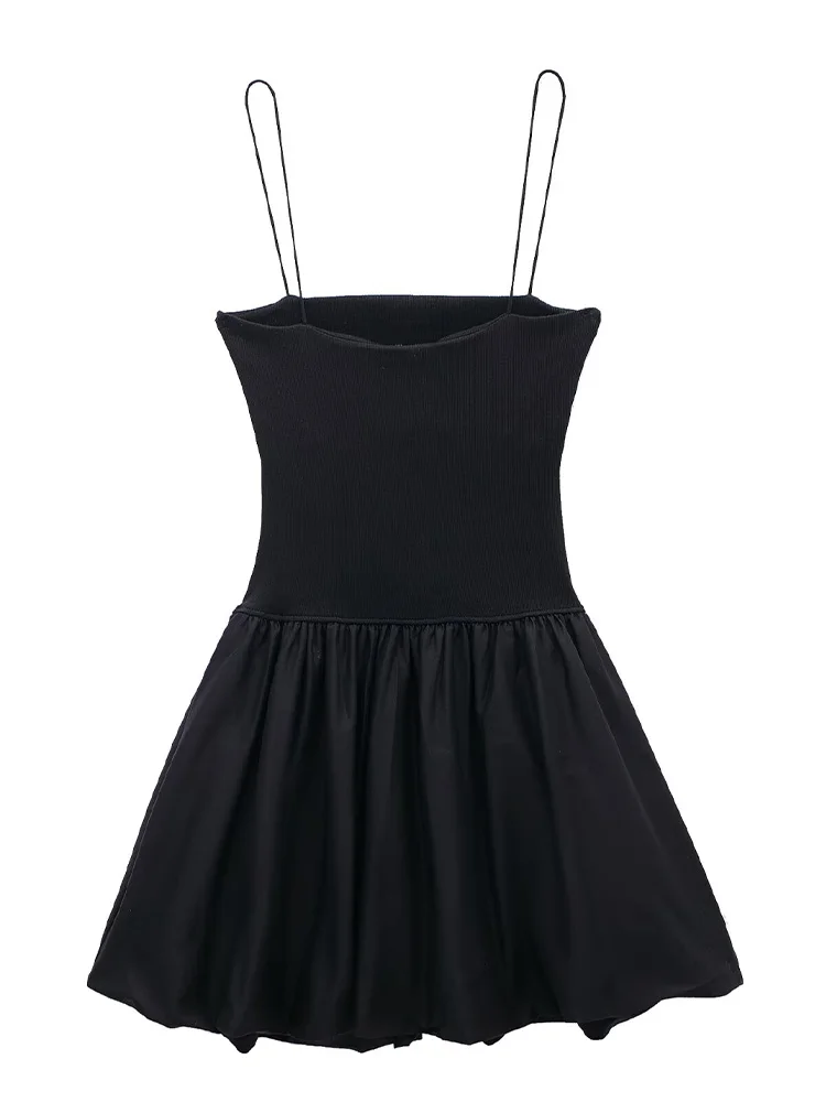 Willshela Women Fashion Solid Pleated Patchwork Backless Mini Dress Vintage Thin Straps Square Collar Female Chic Lady Dresses 3