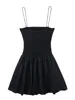 Willshela Women Fashion Solid Pleated Patchwork Backless Mini Dress Vintage Thin Straps Square Collar Female Chic Lady Dresses 3
