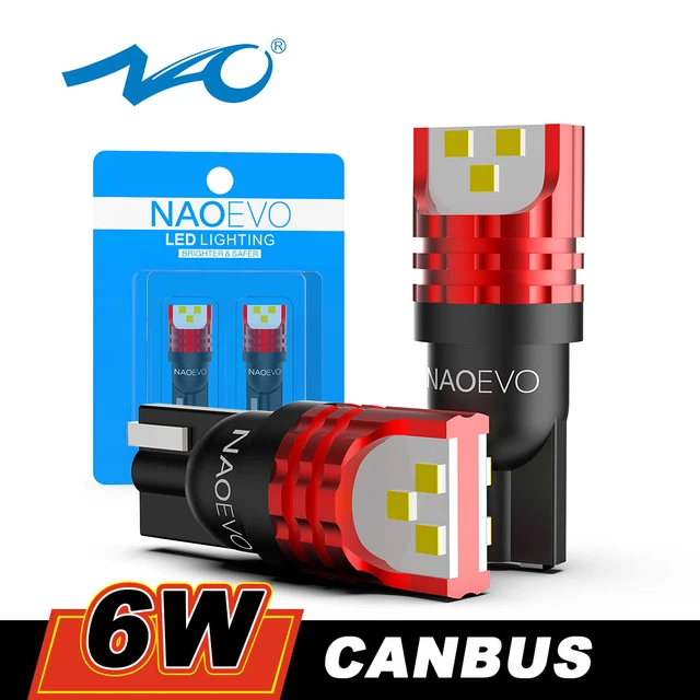 NAO T10 W5W LED Super Bright CANBUS 6W 1000LM Powerful Amber Red 6000K  White Interior Light