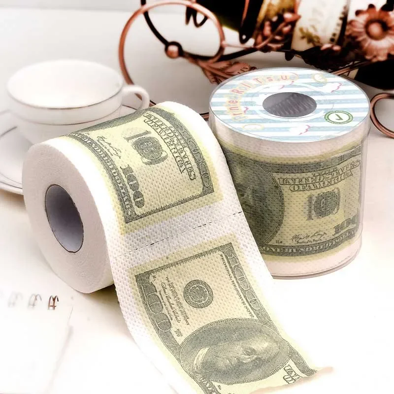 Double Layer Color Printed Roll Paper Toilet Paper Tie-dye Dollar Face Towel Toilet Wipe Hand Core Personalized