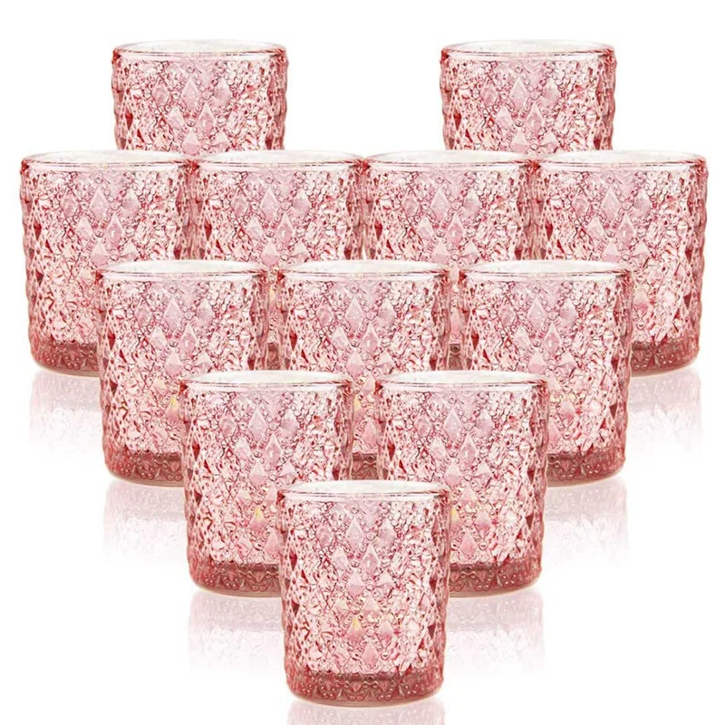 

Promotion! Beautiful Votive Candle Holders, Mercury Glass Tealight Holder For Diwali Thanksgiving Christmas Decor,Pink