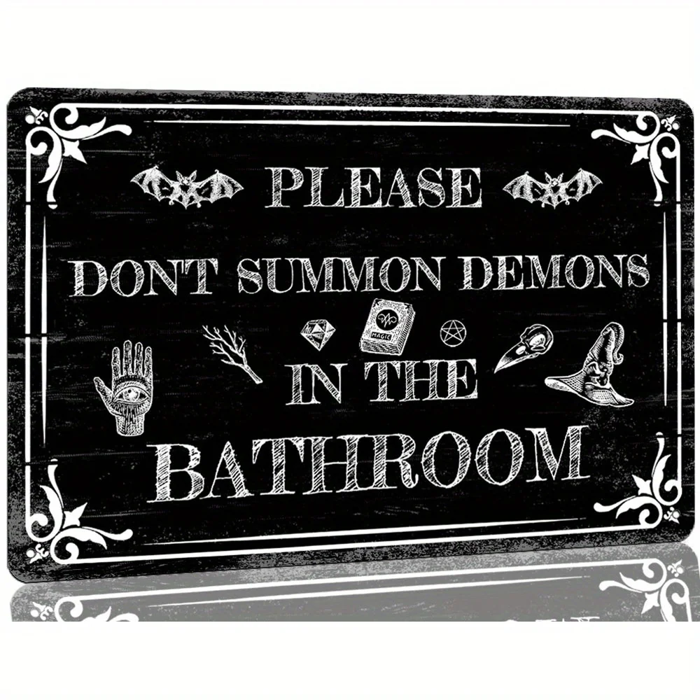 Vintage Gothic Metal Sign - "Please Do Not Summon the Devil in the ...