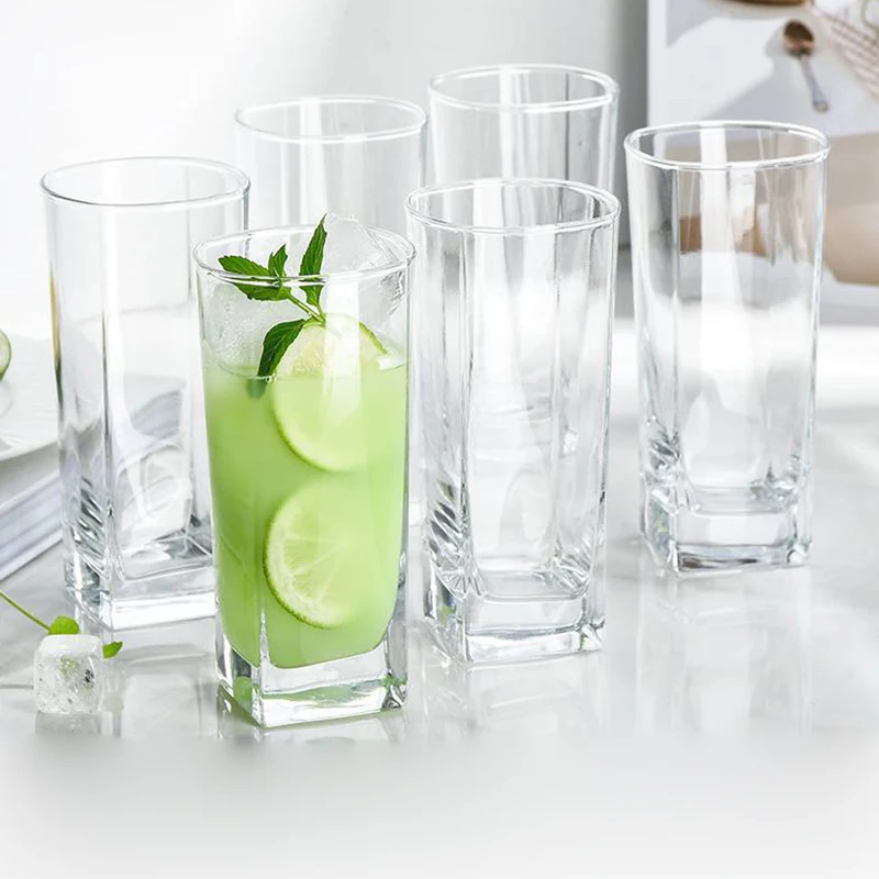 Collins Glasses Drinking Creative Square Glass Transparent Cold Drink Large Capacity Iced Coffee Cup Red Wine Glass Coffee Cup