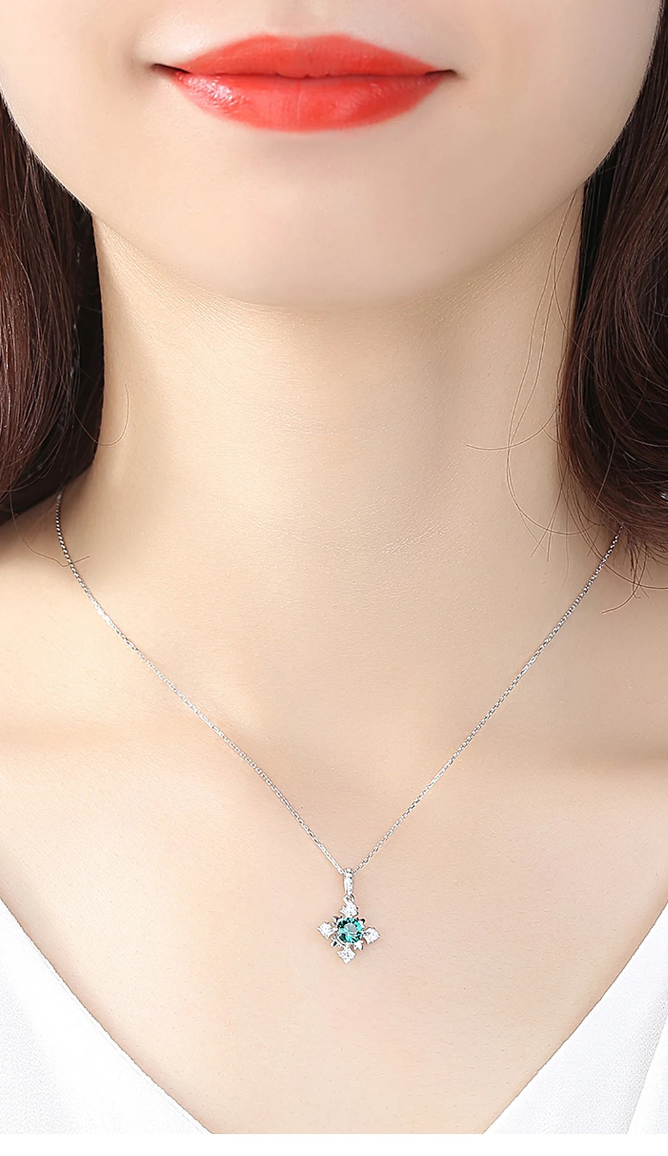 Collane con fiocco di neve in autentico argento sterling con zaffiro blu per le donne, con pietre preziose, smeraldo, da sposa_voghion.com