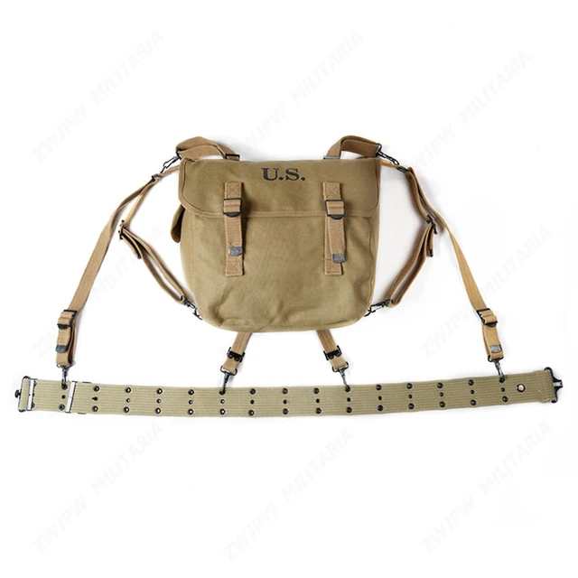 ANQIAO WWII WW2 US M36 Haversack Musette Field Bag Military Back Pack  Canvas Khaki