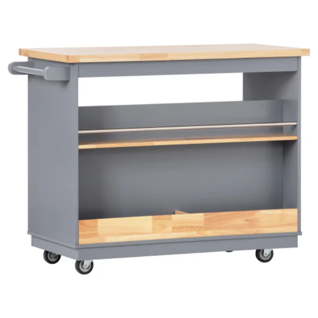 ChooChoo Rolling Kitchen Island, Portable Kitchen Cart Wood Top Kitchen  Trolley with Drawers and Glass Door Cabinet - AliExpress
