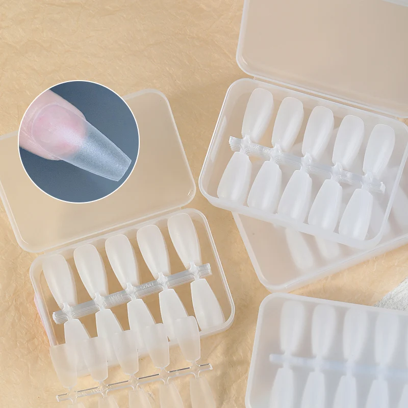 [Taglia Singola] 100 Pezzi Long Coffin Ballerina Unghie Finte Display A Colori Trasparenti Suggerimenti Per Unghie Finte Artificiali Capsula Per L'Est