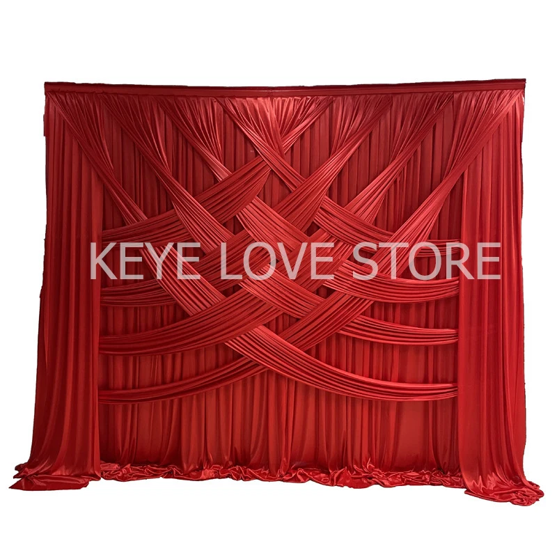 

10FTX10FT Ice Silk Elegant Cream Cross Wedding Backdrop Curtain Drape Wedding Supplies Curtain Drapes Background for Party Event