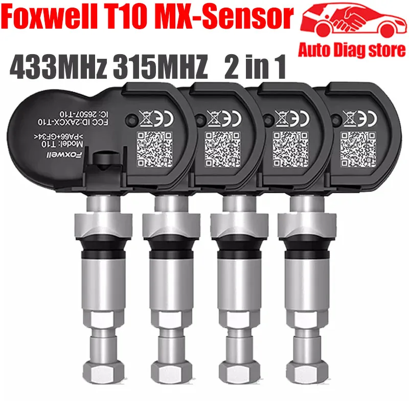 Foxwell T10 Mx-Sensor TPMS 433MHz 315MHZ Sensor Tire Pressure Monitor Tester Clone-able Programmable Activated Universal Sensors