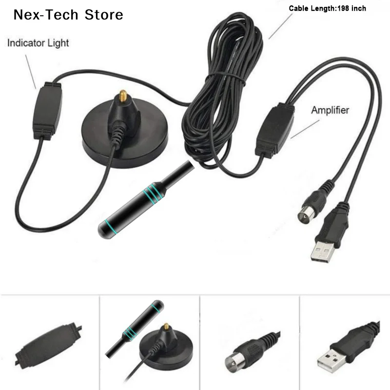 High-Performance Digital TV Antenna with Signal Amplifier and Magnetic Base