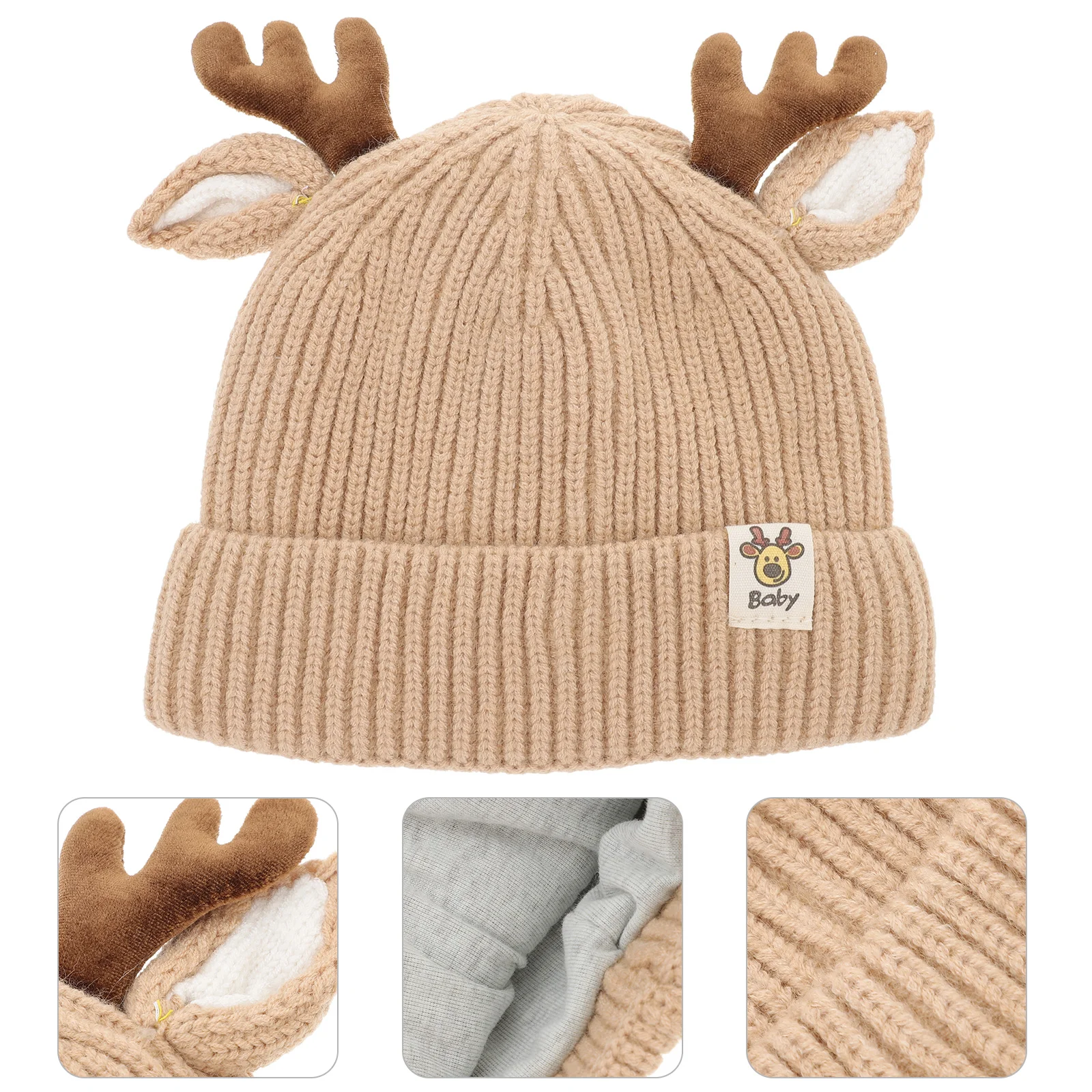 Winter Warm Hat Children Knit Toddler Sun Hats Reindeer Antlers Baby Thicken Newborn