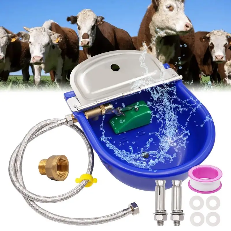 Plastic 1Set Cow Horse Dog Water Drinker Bowl with Copper Valve or Only Copper Valve Automatic Float Farming Trough