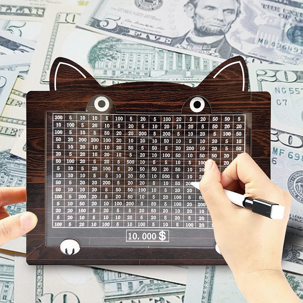 Decorative Natural Wooden Money Box With Counter Kitty Bank Handmade For Creative Children's Saving The Money Goal 10000 Dollor 4