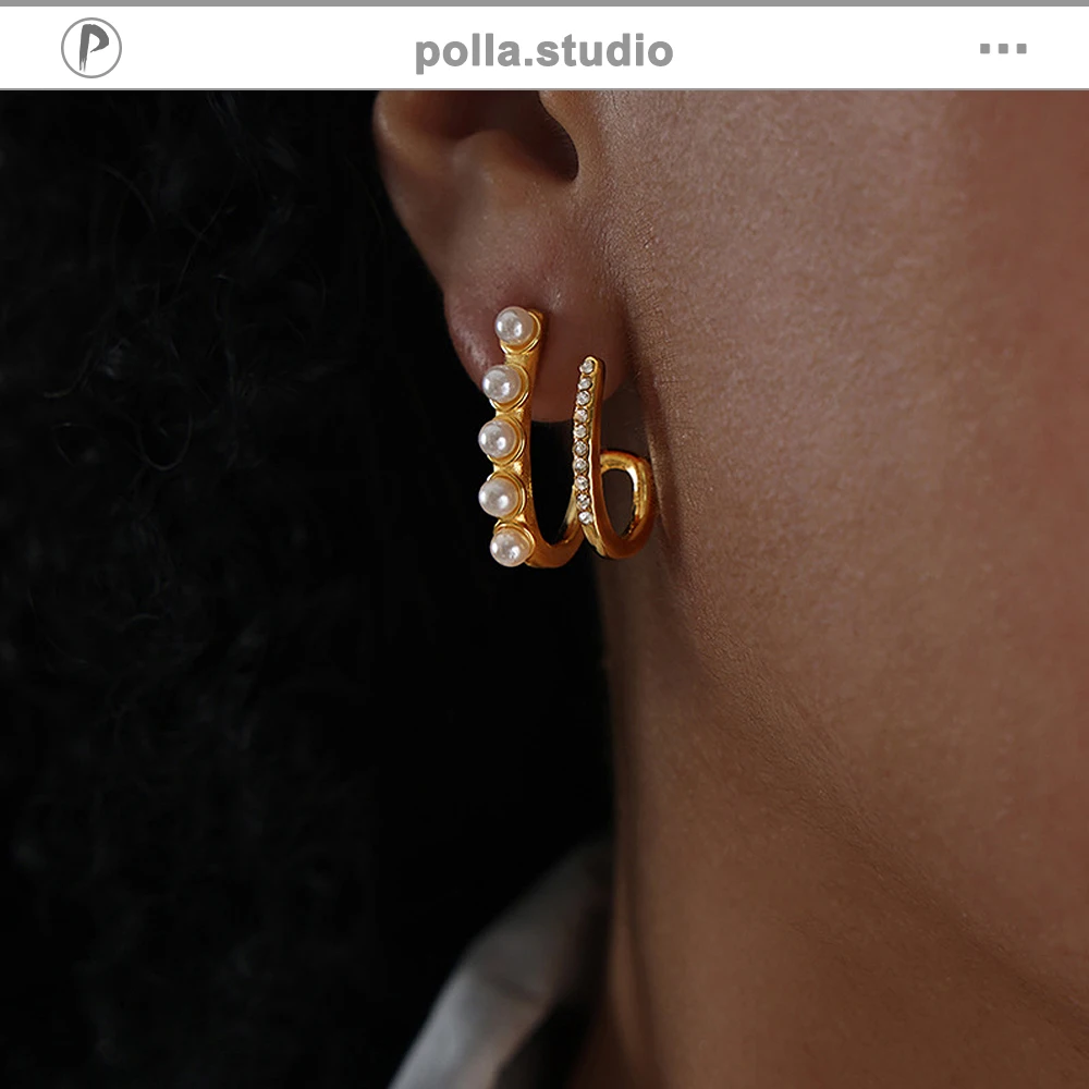 

Shell Beads Earrings For Women Fashion Stainless Steel Geometric Earrings Girls Accessories Korean Jewelry Crystal Gift