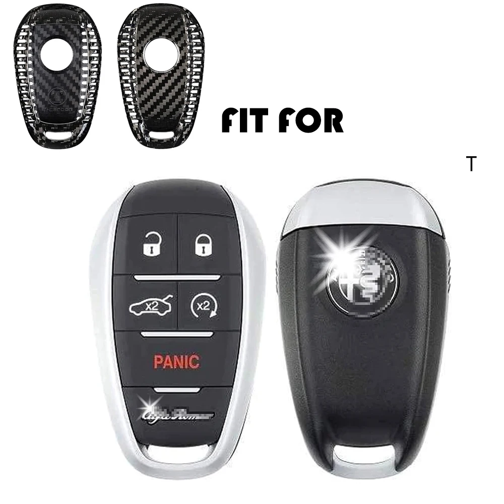 Gloss Black Carbon Pattern KeyFob Back Panel Cover For Alfa Romeo Giul