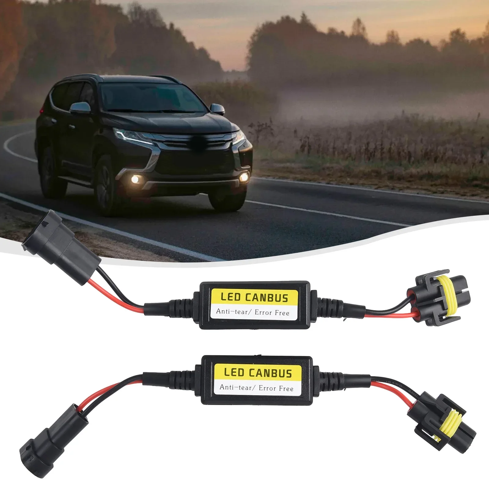 

2pcs H11 LED Headlight Canbus Error Free Anti-Flicker Resistor Canceller Decoder DC 9-36V PVC+Metal Car Light Accessories