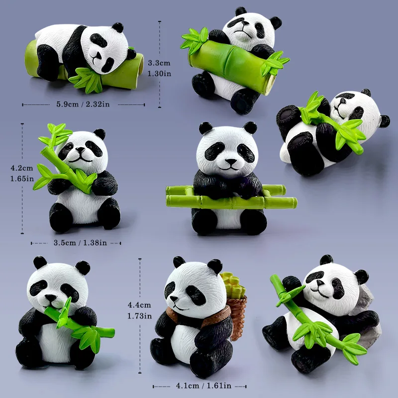 4Pcs New Panda Figurine Diy Home Kawaii Room Decor Miniature Fairy Garden Decoration Accessories Modern Children's Birthday Gift