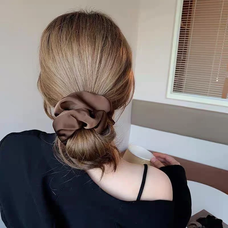 Retro Elegant Solid Color Silk Intestine Hair Ring Hair Band Elastic Bands Girls' Women Accessories Ponytail Holder
