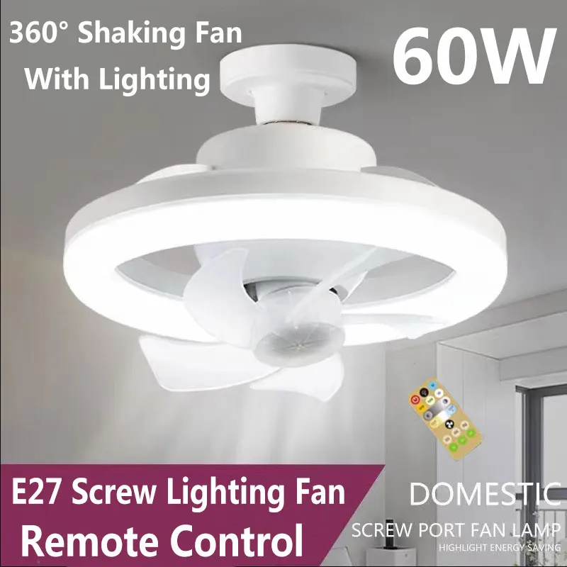 60WXiaomiCeilingFanE27LEDLightRemoteControl360Rotation