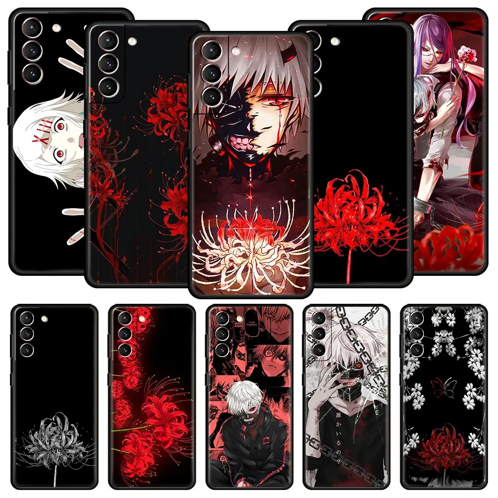

Anime Tokyo Ghoul Flowers Phone Case For Samsung Galaxy S23 S22 Ultra S20 S21 FE 5G S10 S9 Plus S10E S8 S7 Edge Pattern Cover