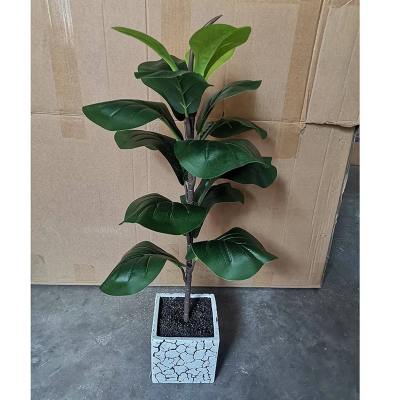 

8X Artificial Plants Fiddle Leaf Fig Faux Ficus Lyrata Tree Fake Green Bushes Greenery For Garden Porch Window Box Decor