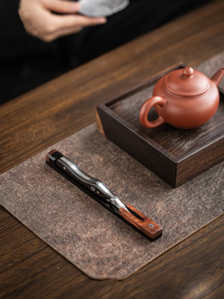 

Stainless Steel Tea Knife Prying Handmade Home Chinese Sandalwood Puer Tea Cutter Ceremony Kung Fu Tea Needle Green Tea Teaware