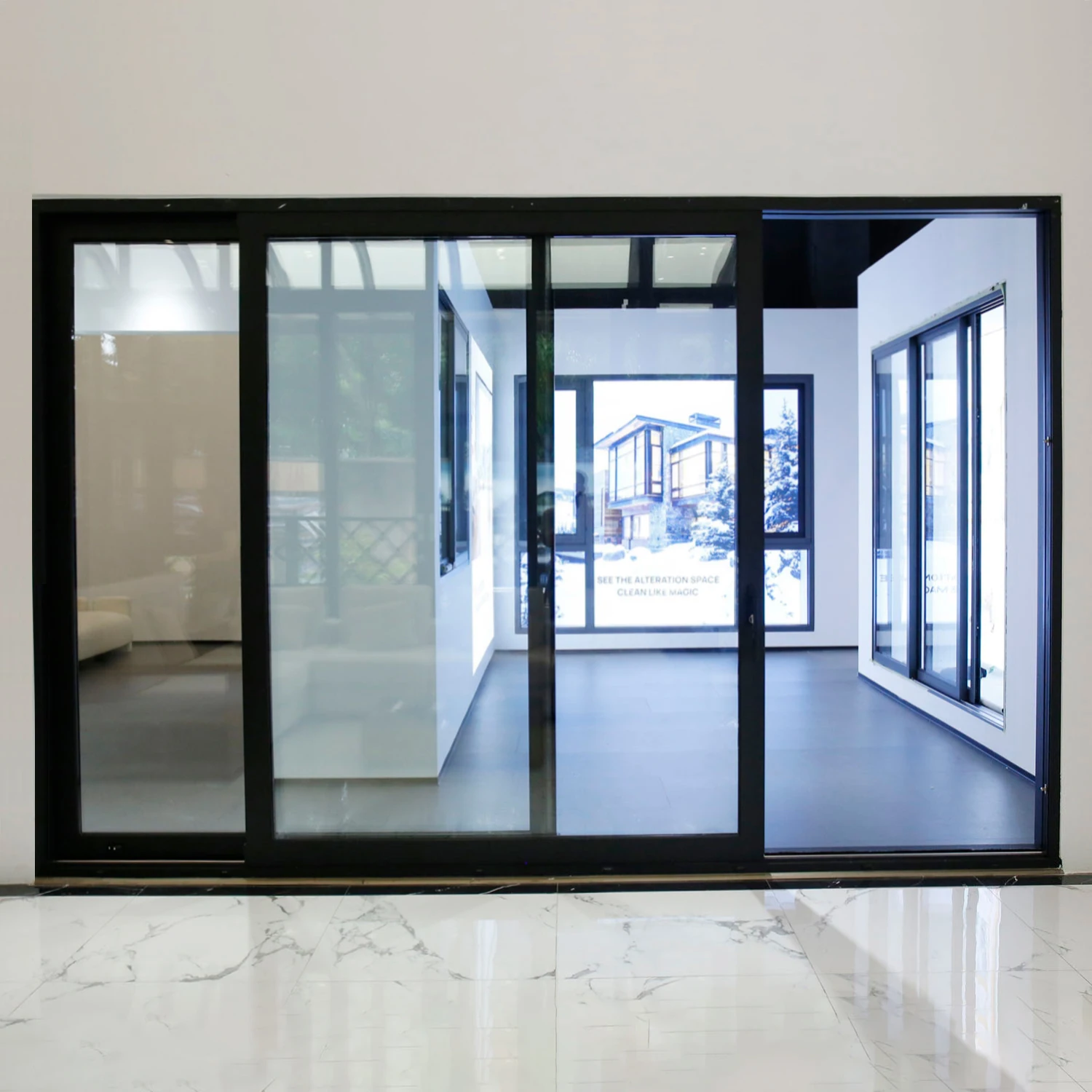 Sixinalu Pivot Casement Entrance Folding Sliding Door Glass Interior Entry 2/3 Panel Doors with Aluminum Frame Home Decor