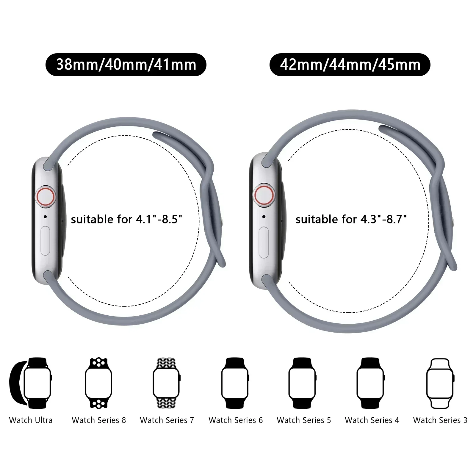 Versatile Protective Silicone Strap and PC Case for Apple Watch - Enhanced Durability and Style