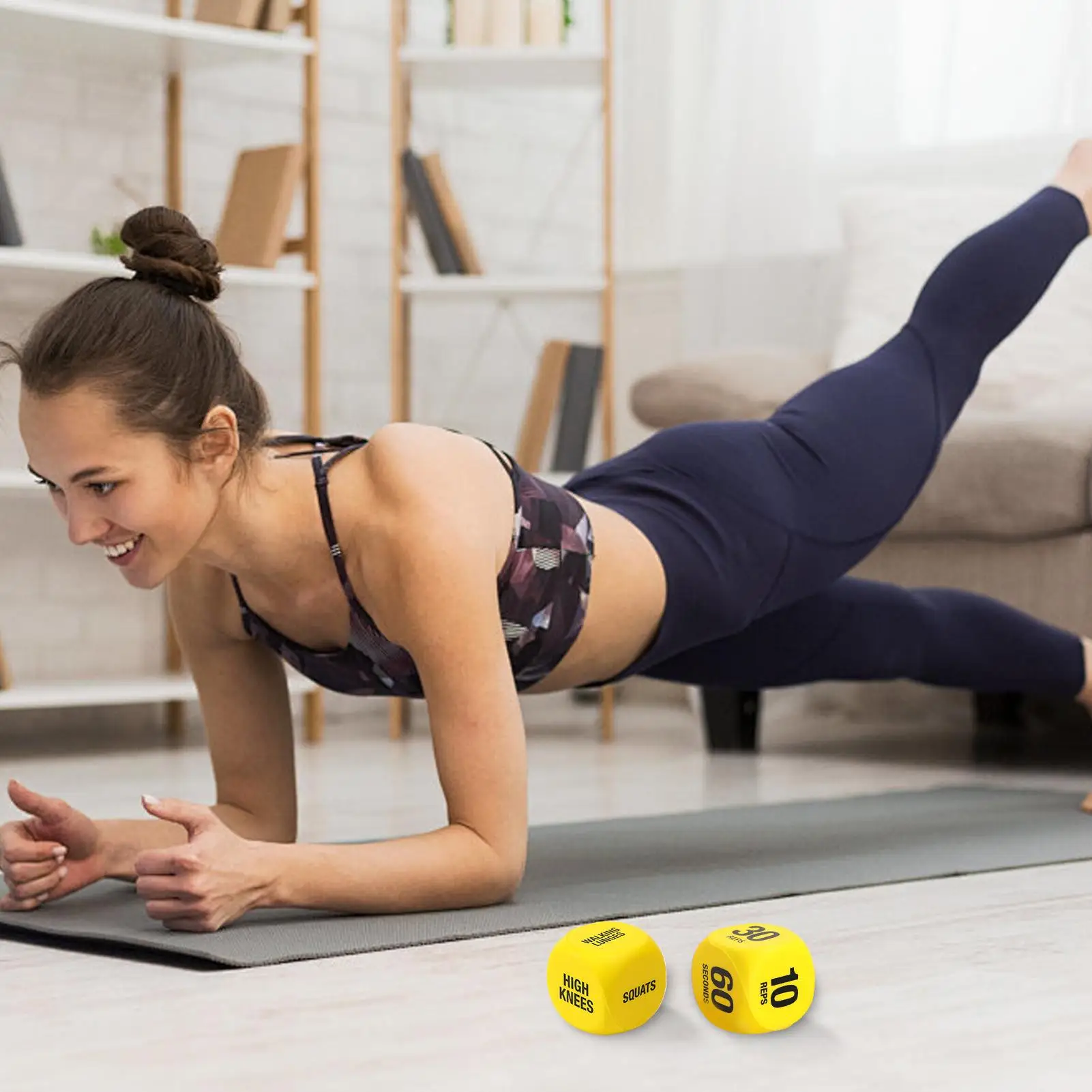 Fitness Dice 1-Pair Exercise Dice Game Workout Equipment Funny Strength Training Equipment for Women Teens Squats Push Up Sports