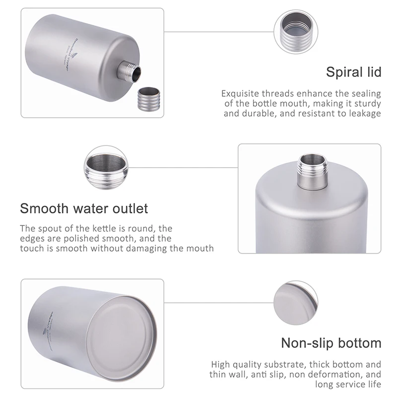 Description Picture 5 of itemBoundless Voyage 200ml Titanium Pocket Flagon Camping Portable Alcohol Bottle Drink Sports Outdoor Hip Flask Picnic Wine Bottle