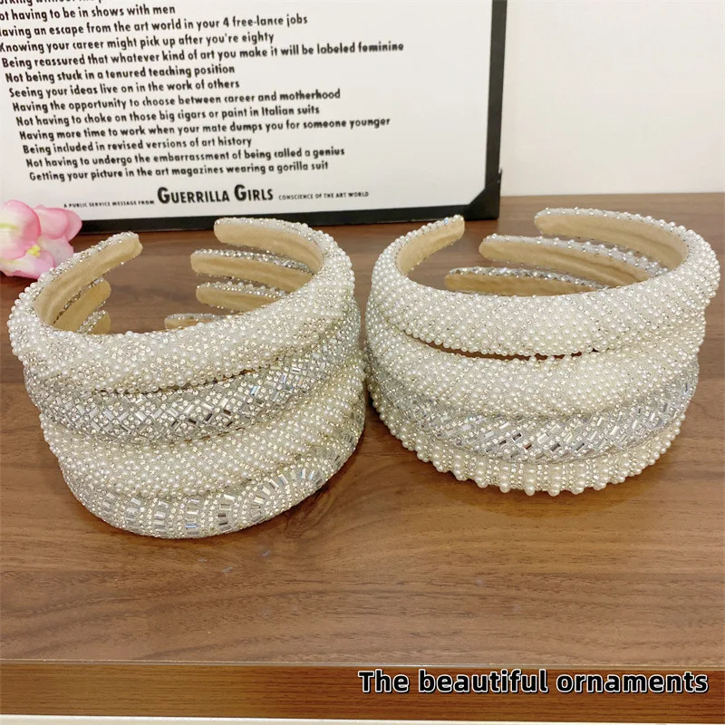 Koreanisches Luxus-Perlen-Stirnband Vollbesetzter Strass-Haarreif Hohe Krone Kopfschmuck Haarband Leichter Luxus Mode Damen Haaraccessoires – Detail 8