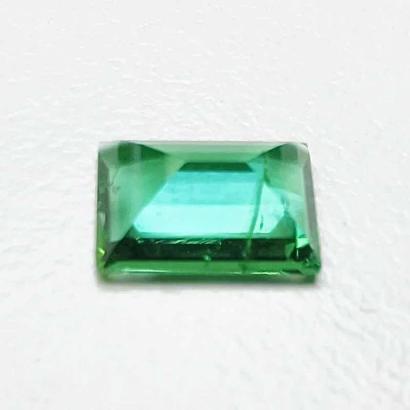 Lab Grown Zambian Hydrothermal Hand Cutting Emeralds Rectangle Shape with Cracks Inclusions Inside Selectable AGL Certificate