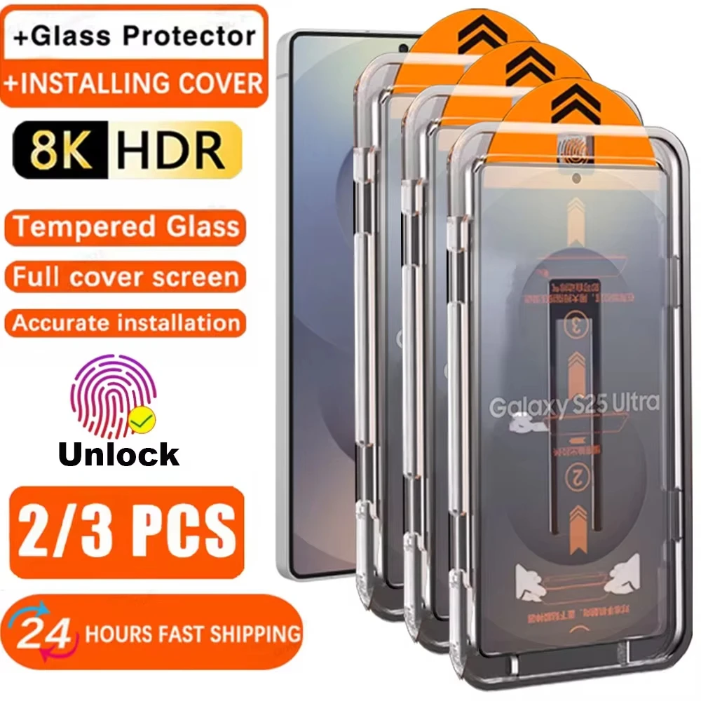 3Pcs Dust Free Easy Installation Screen Protector For Samsung Galaxy S26 Ultra S25 S24 S21 S22 S23 A56 A55 A36 A26 A16  HD Glass