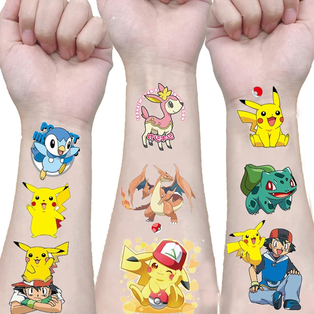 Impermeável Pokémon Tattoo Stickers, Bonito Pikachu Adesivo, Desenhos  animados engraçados, Crianças, Meninas Natal, Presente de aniversário,  recompensa Toy, 12Pcs por Saco - AliExpress
