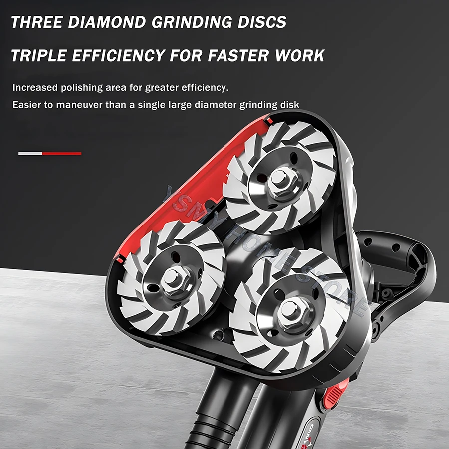 1980W Wall Grinding Machine Three head dustless concrete cement Handheld Polishing sanding Tool Brushless speed control 110/220V