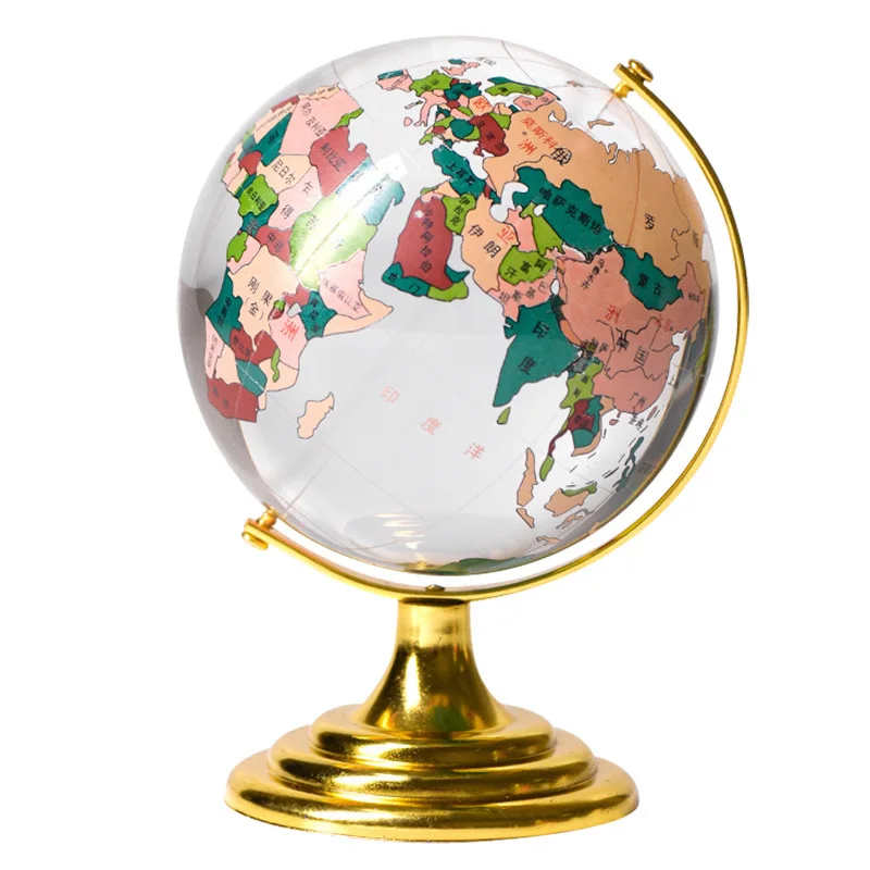 Boule de Cristal Clair Globe Magique Cristal Art Décor Sphère Rond Terre  Globe Carte du Monde Verre Décoratif Boules en Cristal de Bureau Ornement  Home Office Decor (Color : C 2, Size 