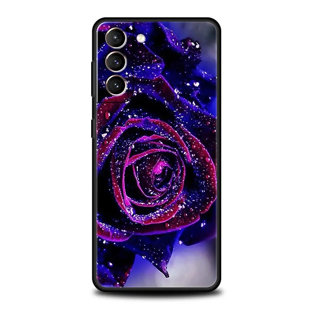 Elegant Red Roses Floral Phone Case - Soft Black Cover