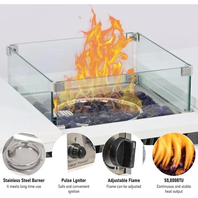 42-Inch Rectangular Propane Fire Pit Table 2