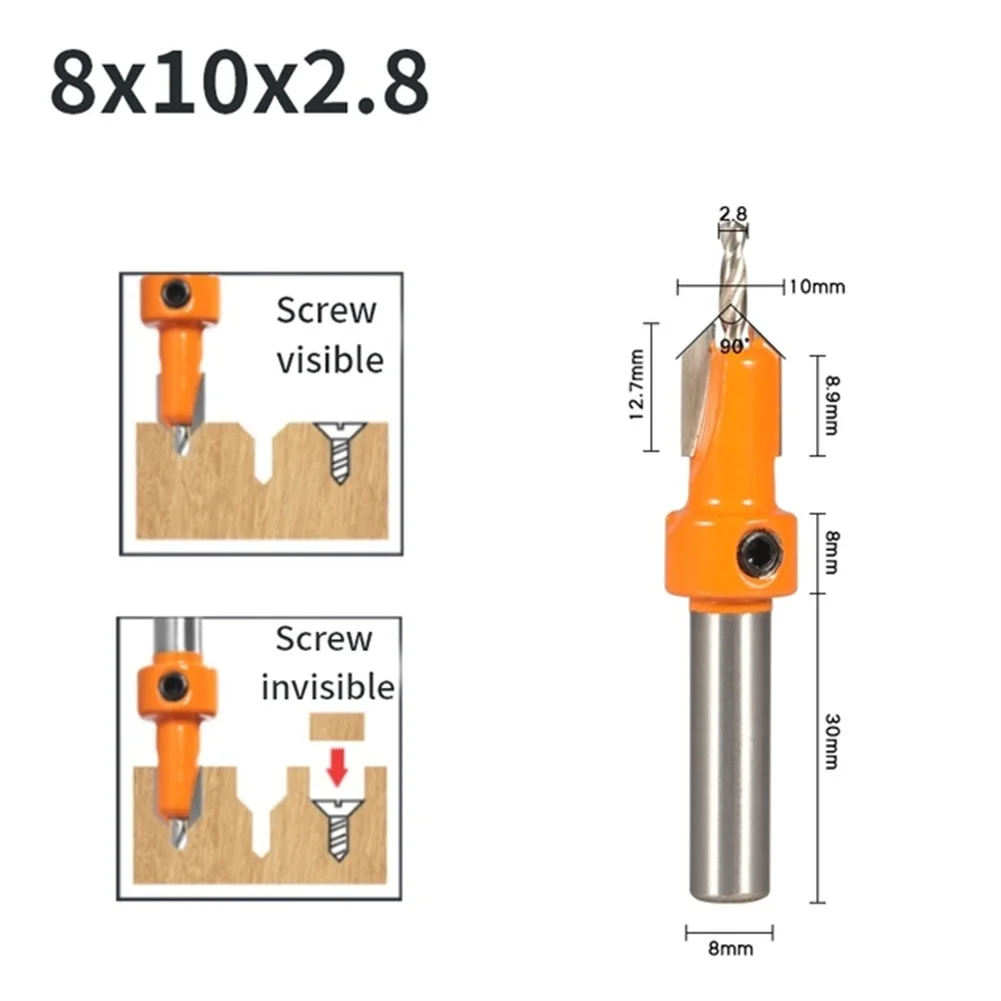 

1PCS/5PCS Router Bit 10mm Shank Hss Countersink Router Bit Screw Extractor Woodworking Milling Cutter 2.8x8mm/3x8mm/3.2x8mm