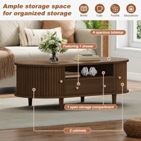 Table basse moderne, table basse avec tiroirs, table de canapé avec porte coulissante, table de salon avec 4 pieds 100 x 50 x 36 cm 2