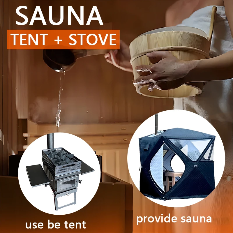 Camping Folding Wood Stove Charcoal Firewood Storage Sauna Stove Tent Heating Fi