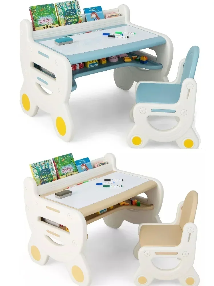 Kids paintable and erasable drawing table and chair set front view