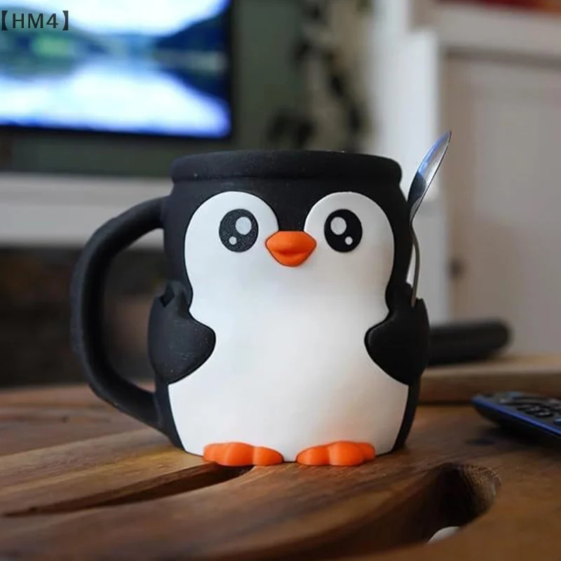 Cute Penguin Ice Cream Pint Holder 3D Printing Ice Cream Pint Containers With Antifreeze Handle Spoons Beer Can Cup Sleeve ice cream sleeve